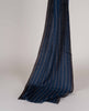 Wool Printed Scarf - Navy Blue Printed Stripes