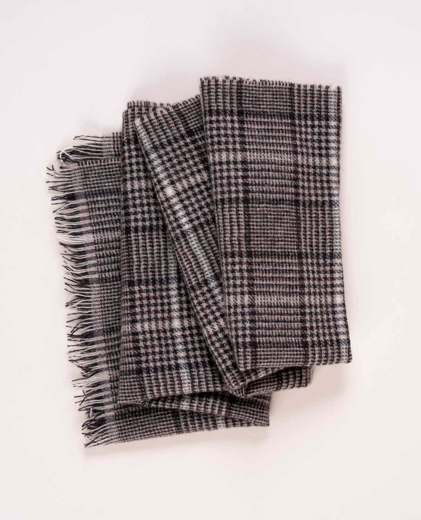 Beige and Brown Plaid Cashmere Scarf | Paolo Albizzati